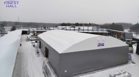 Finest-Hall Factory OÜ toodetud ja paigaldatud PVC hall mõõtudega 23x38m, kõrgusega 5,6 meetrit Kesko Oyj-le.