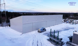 Finest-Hall Factory OÜ toodetud ja paigaldatud varikatus mõõtudega 15x49m, kõrgusega 6,5 meetrit Baltic Agro AS-le.