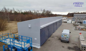 Finest-Hall Factory OÜ toodetud ja paigaldatud varikatus mõõtudega 6x35m, kõrgusega 6 meetrit Benders Baltic Nord OÜ-le.