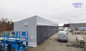 Finest-Hall Factory OÜ toodetud ja paigaldatud varikatus mõõtudega 6x35m, kõrgusega 6 meetrit Benders Baltic Nord OÜ-le.