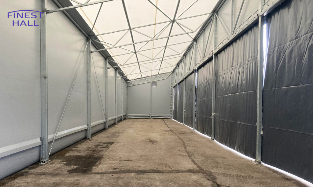 Finest-Hall Factory OÜ toodetud ja paigaldatud varikatus mõõtudega 6x35m, kõrgusega 6 meetrit Benders Baltic Nord OÜ-le.