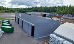 Finest-Hall Factory OÜ toodetud ja paigaldatud varikatus mõõtudega 15x49m, kõrgusega 6,5 meetrit Kierto Itä-Suomi Oy-le.
