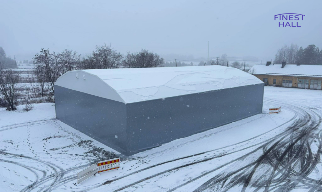 Finest-Hall Factory OÜ toodetud ja paigaldatud PVC hall mõõtudega 20x30m, kõrgusega 5 meetrit Lempäälän kunta-le.