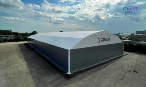 Finest-Hall Factory OÜ valmistama ja asentama PVC-halli Scandagra UAB, mitat 40 × 100 m ja korkeus 7 metriä.